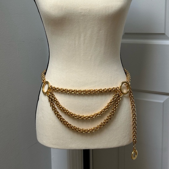 Paloma Picasso Accessories - Paloma Picasso Three Tiered Heavy Gold Plated Chain Belt